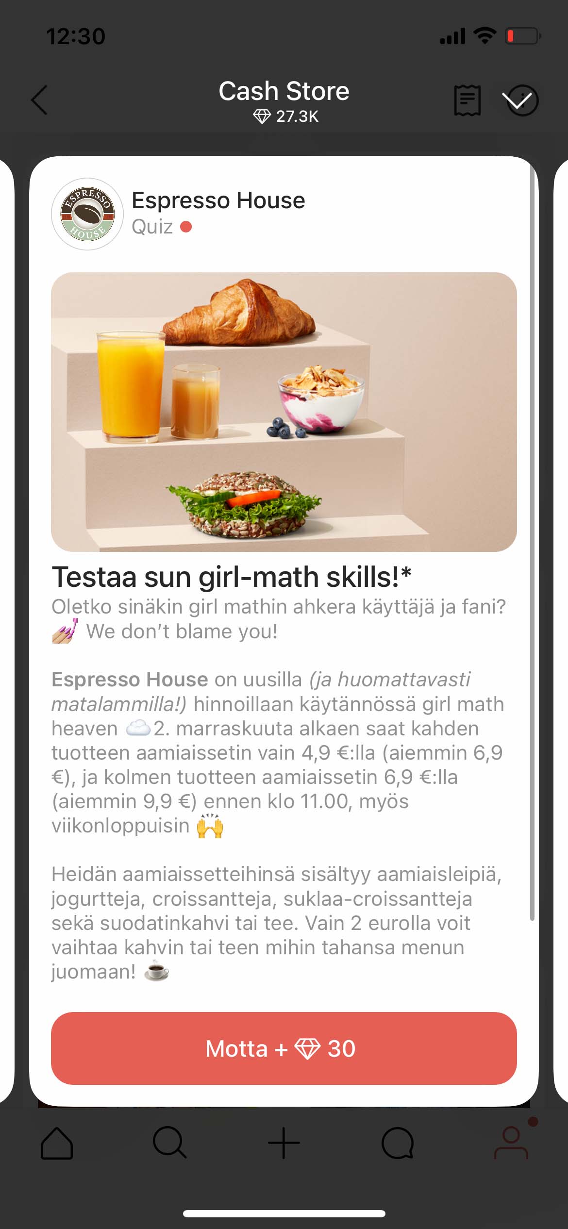 Screenshot of the solution in the Tise app