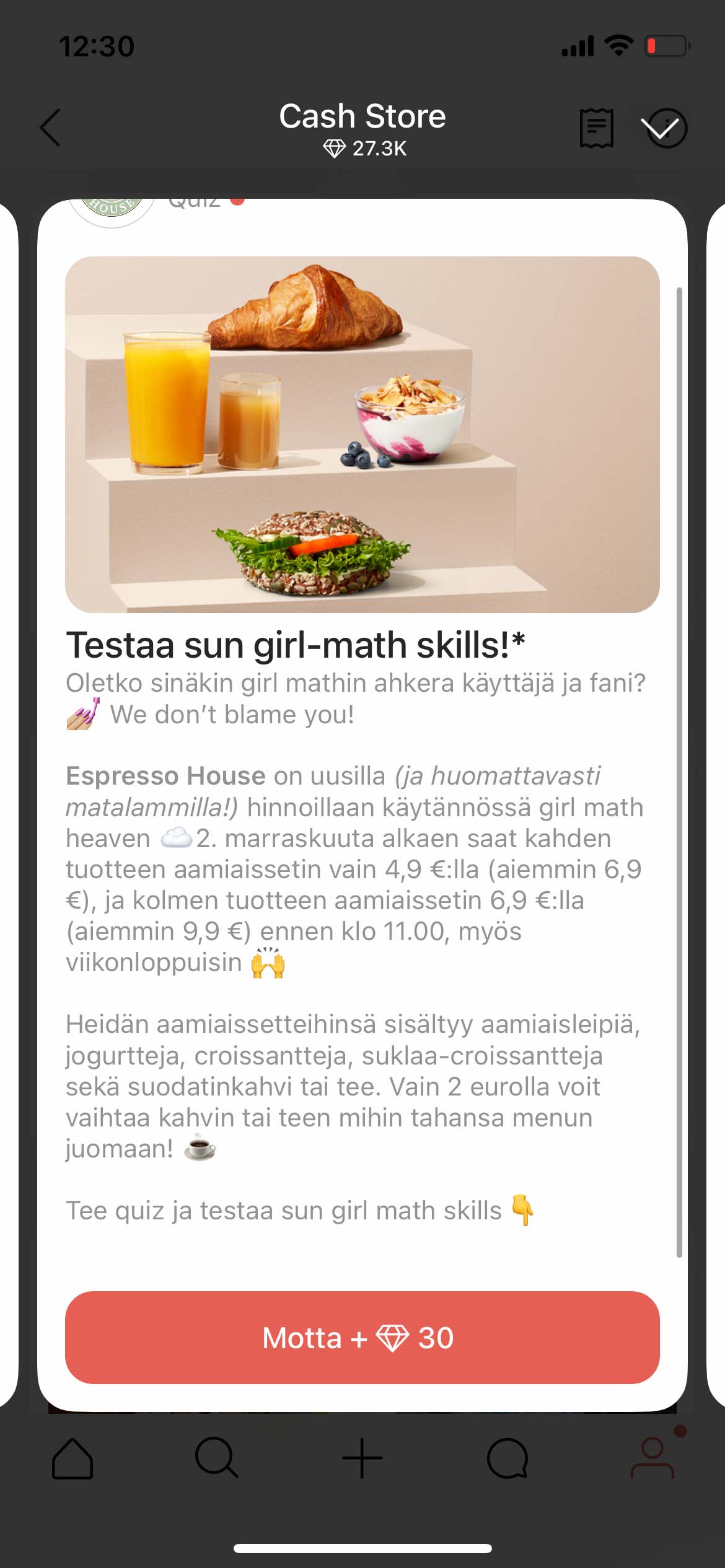 Screenshot of the solution in the Tise app