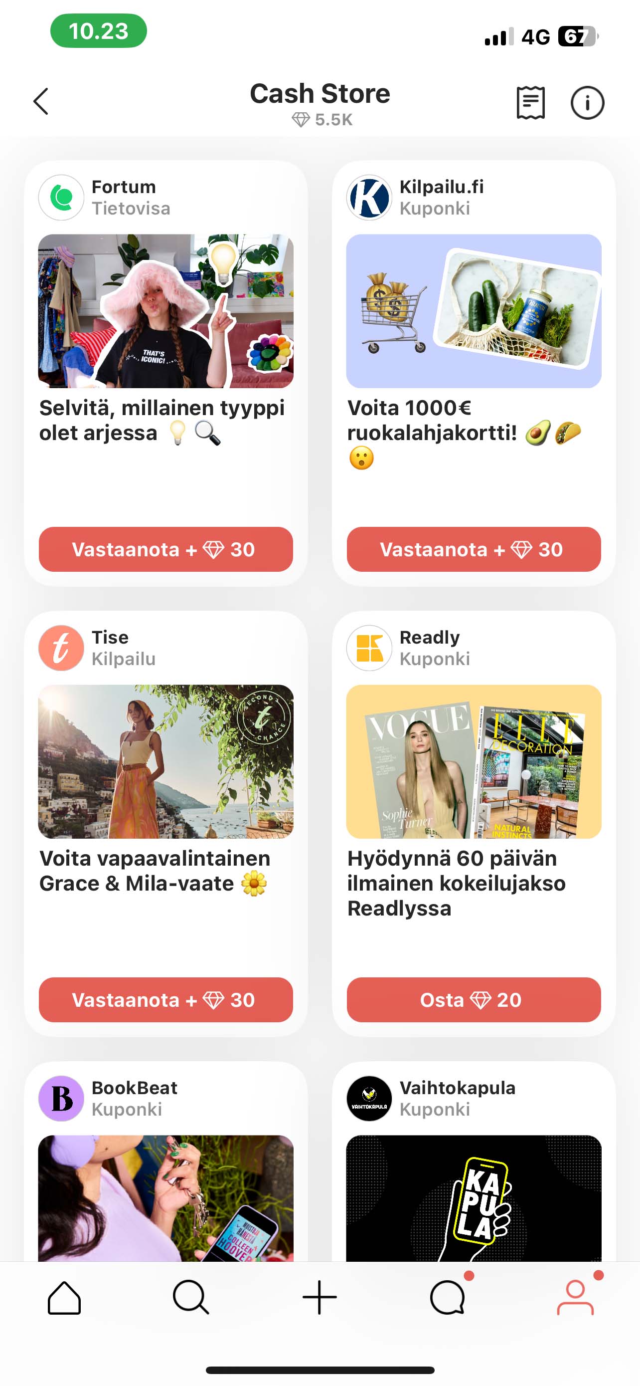 Screenshot of the solution in the Tise app