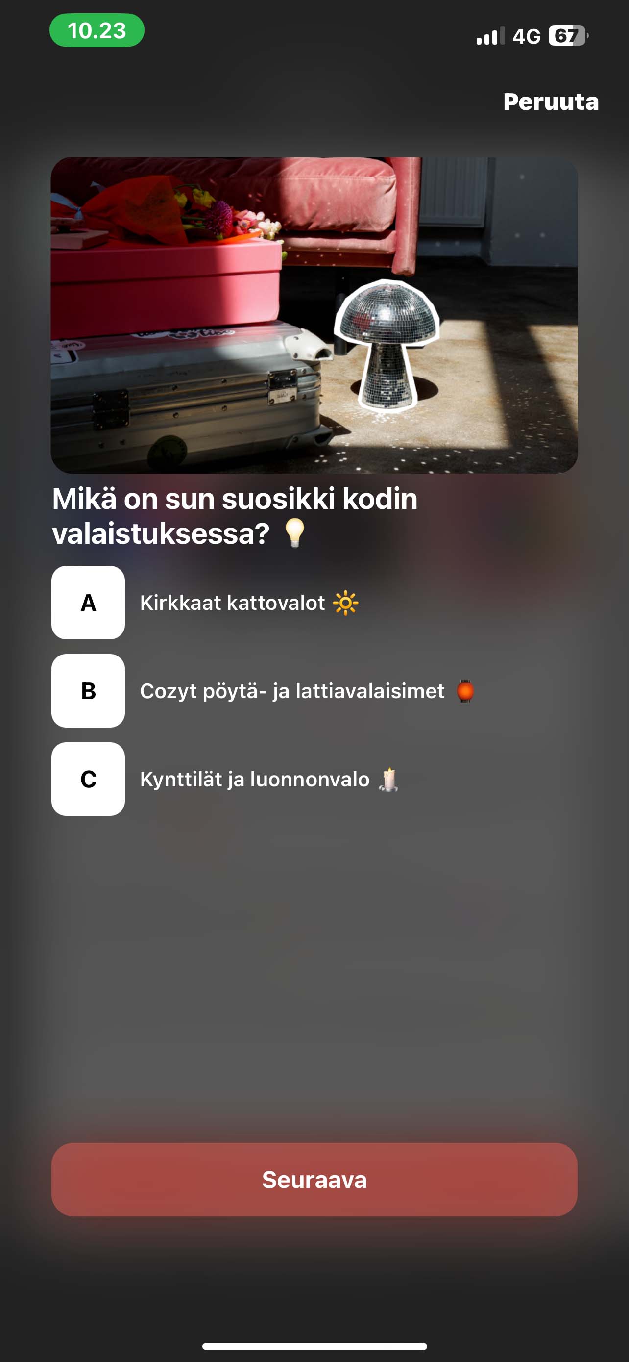 Screenshot of the solution in the Tise app
