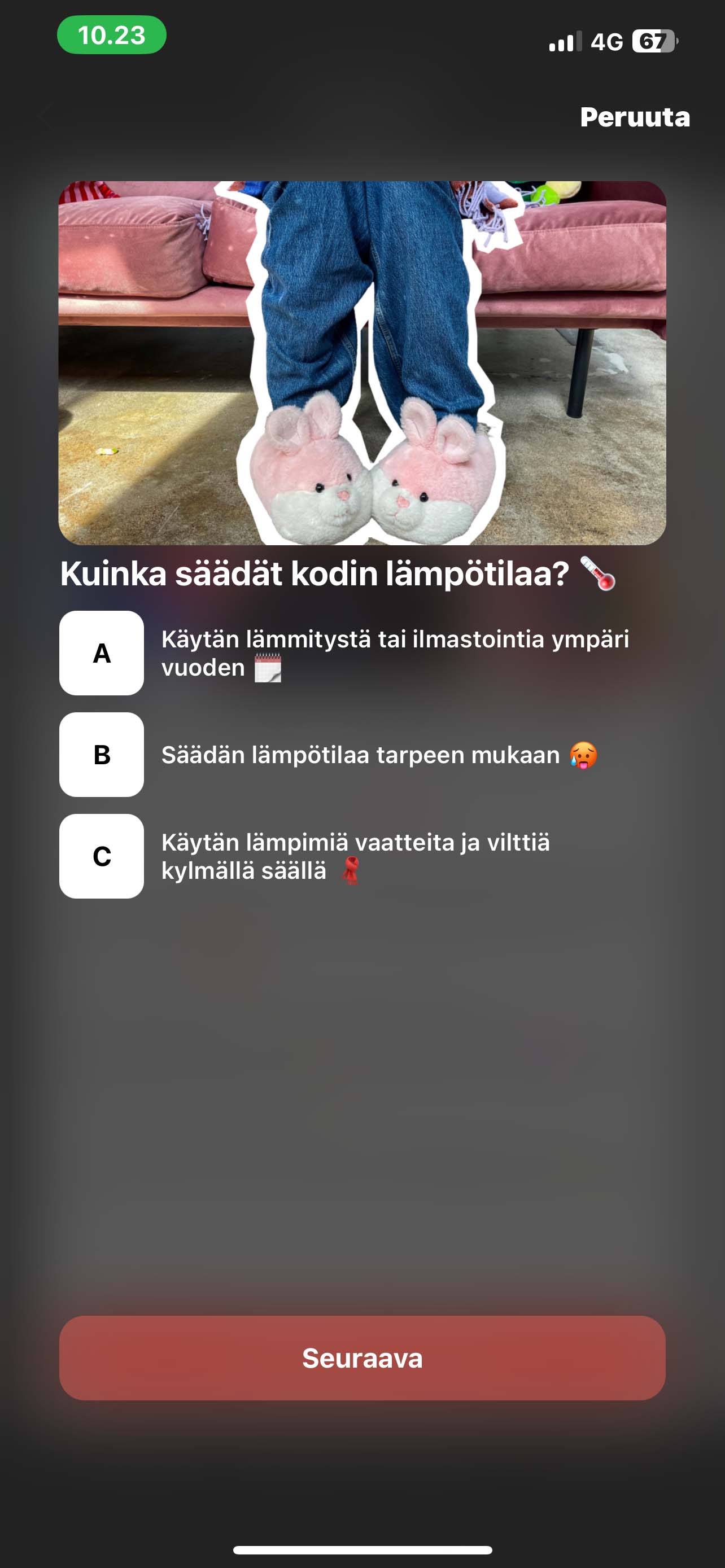 Screenshot of the solution in the Tise app