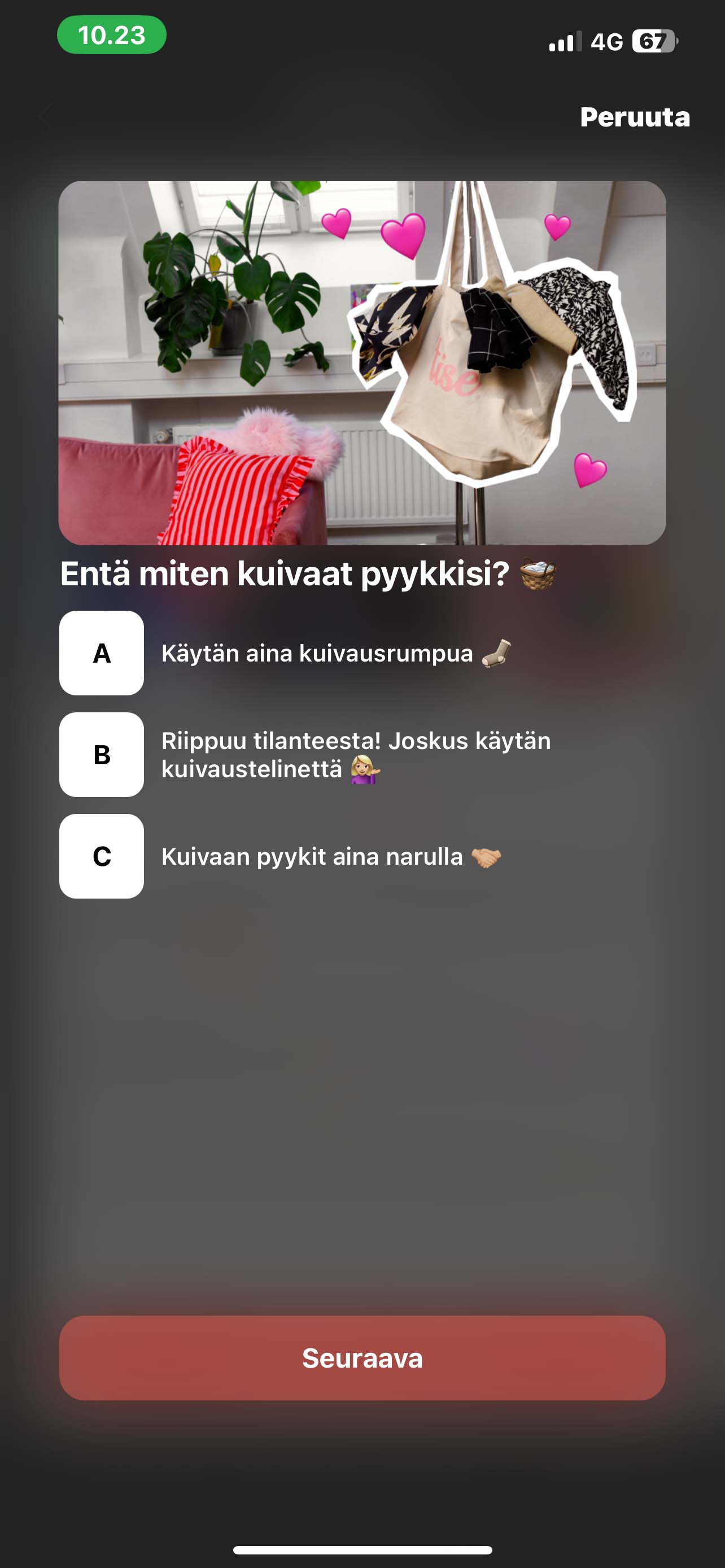 Screenshot of the solution in the Tise app