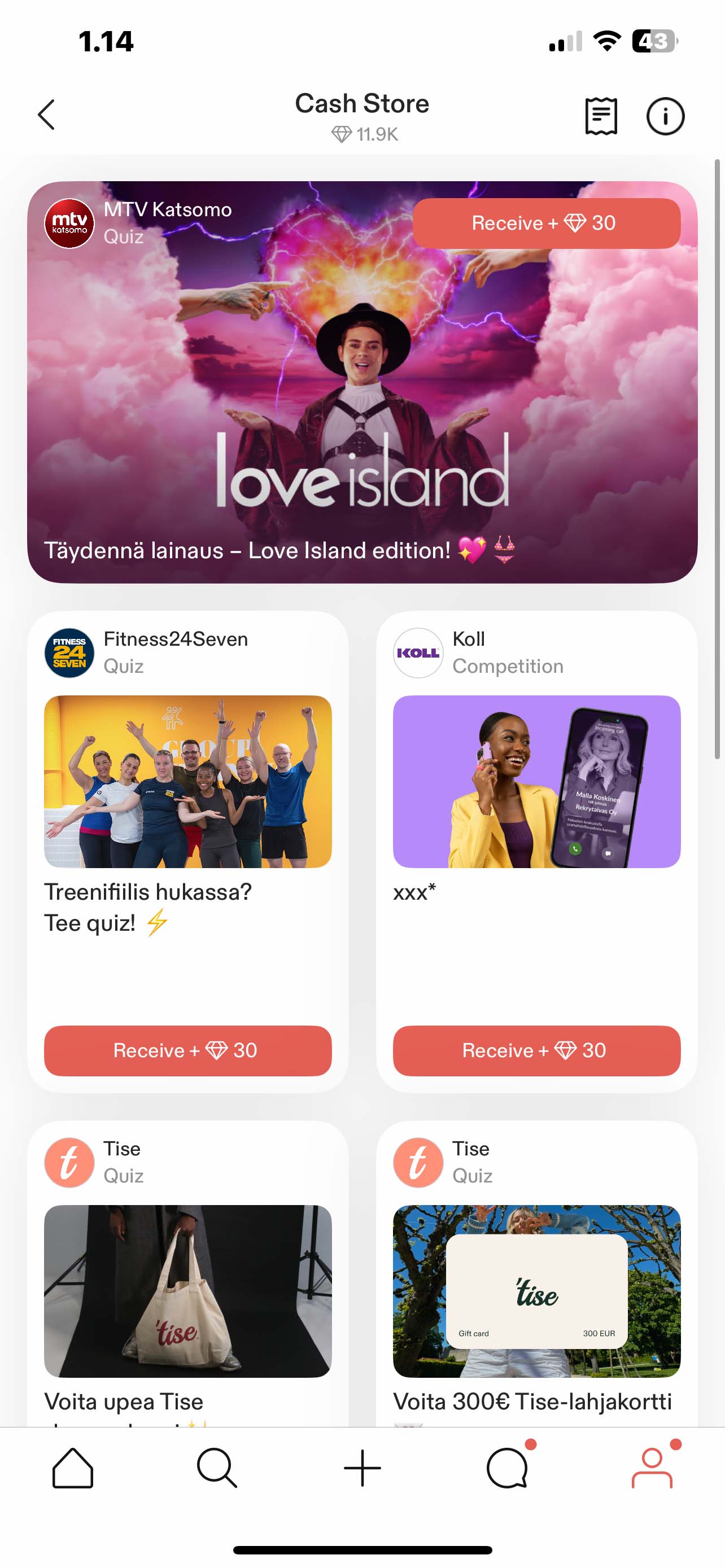 Screenshot of the solution in the Tise app