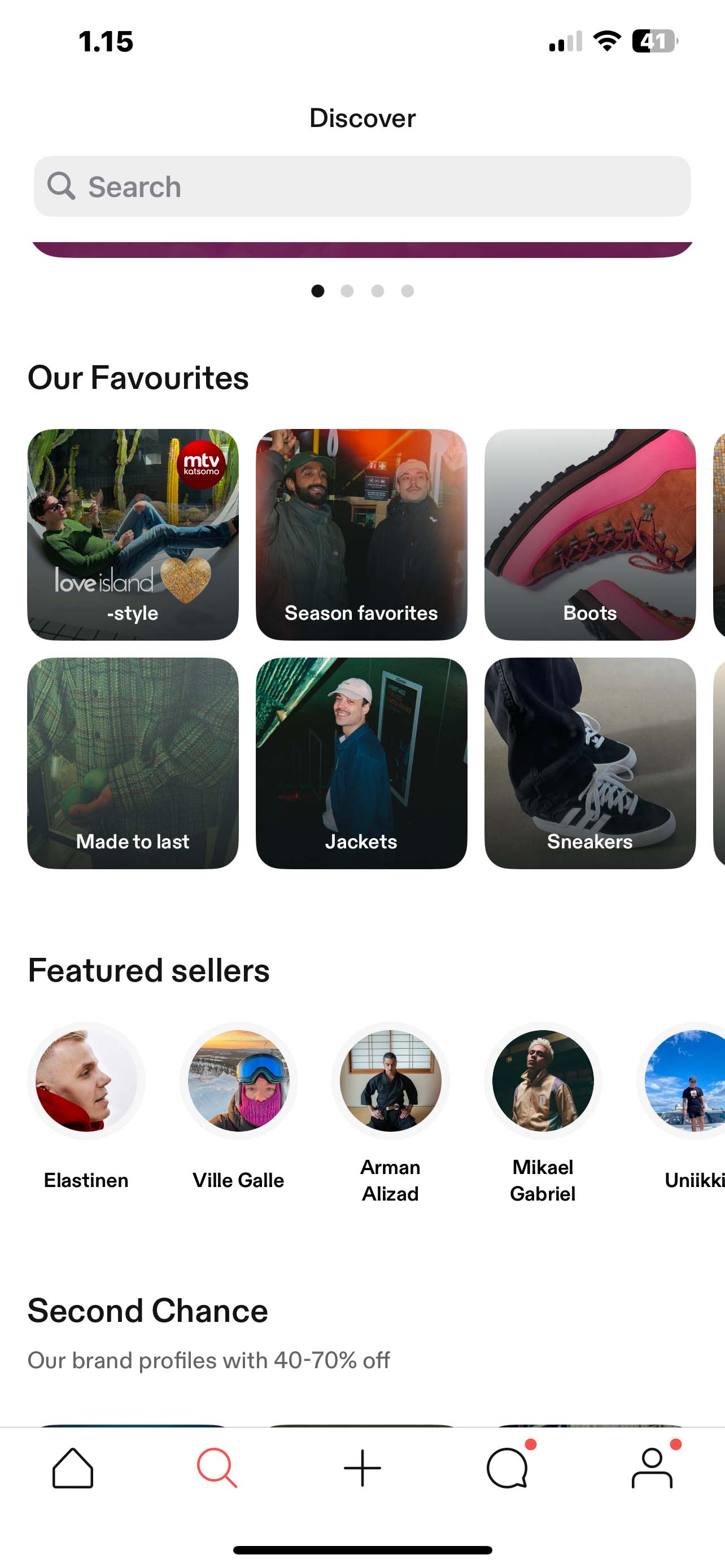 Screenshot of the solution in the Tise app