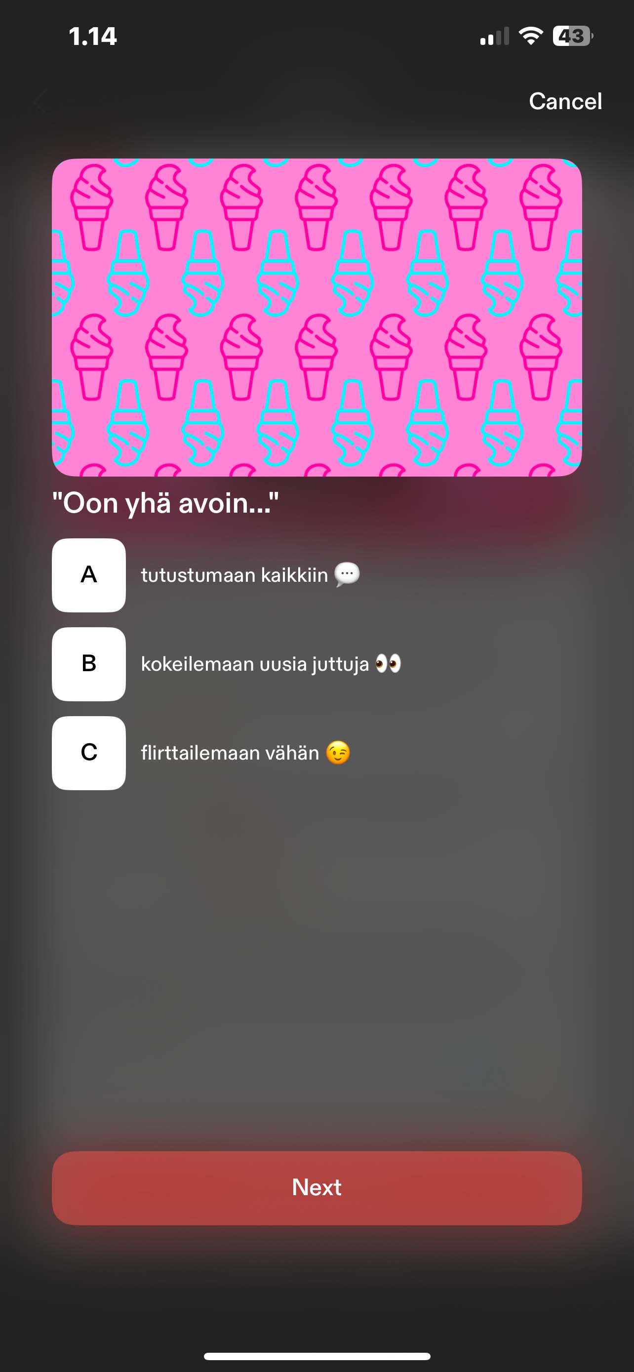 Screenshot of the solution in the Tise app